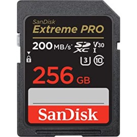 SanDisk Extreme Pro SD UHS I 256GB Card for 4K Video for DSLR and Mirrorless Cameras 200MB/s Read & 140MB/s Write