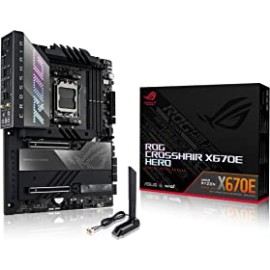 ASUS ROG Crosshair X670E Hero ATX Motherboard, 18 + 2 Power Stages, PCIe® 5.0, DDR5 Support, Five M.2 Slots, USB 3.2 Gen 2x2 Front-Panel Connector with Quick Charge 4+, USB4®, Wi-Fi 6E