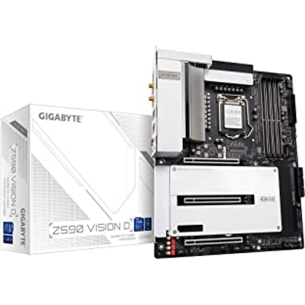 GIGABYTE Z590 Vision D Creators Motherboard with Unique VisionLINK TB I/O Design, Thunderbolt 4, Intel Wi-Fi 6 802.11ax and Dual Intel 2.5GbE LAN, Dual PCIe 4.0 x16 Slots