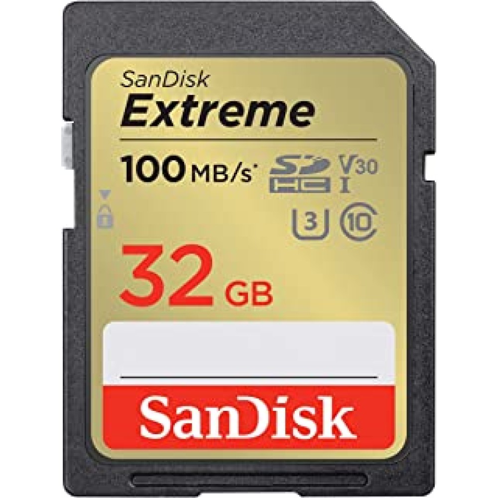 SanDisk Extreme SD UHS I 32GB Card for 4K Video for DSLR and Mirrorless Cameras 100MB/s Read & 60MB/s Write