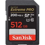 SanDisk Extreme Pro SD UHS I 512GB Card for 4K Video for DSLR and Mirrorless Cameras 200MB/s Read & 140MB/s Write