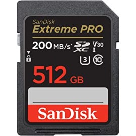 SanDisk Extreme Pro SD UHS I 512GB Card for 4K Video for DSLR and Mirrorless Cameras 200MB/s Read & 140MB/s Write