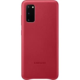 Samsung Galaxy S20 Case, Leather Back Cover - Red (US Version with Warranty), Model:EF-VG980LREGUS