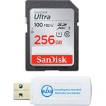 SanDisk 256GB SD Ultra Memory Card for Nikon Camera Works with Coolpix D3500, D7500, D5600, D5200 (SDSDUNR-256G-GN6IN) Bundle with (1) Everything But Stromboli SDXC & Micro Card Reader