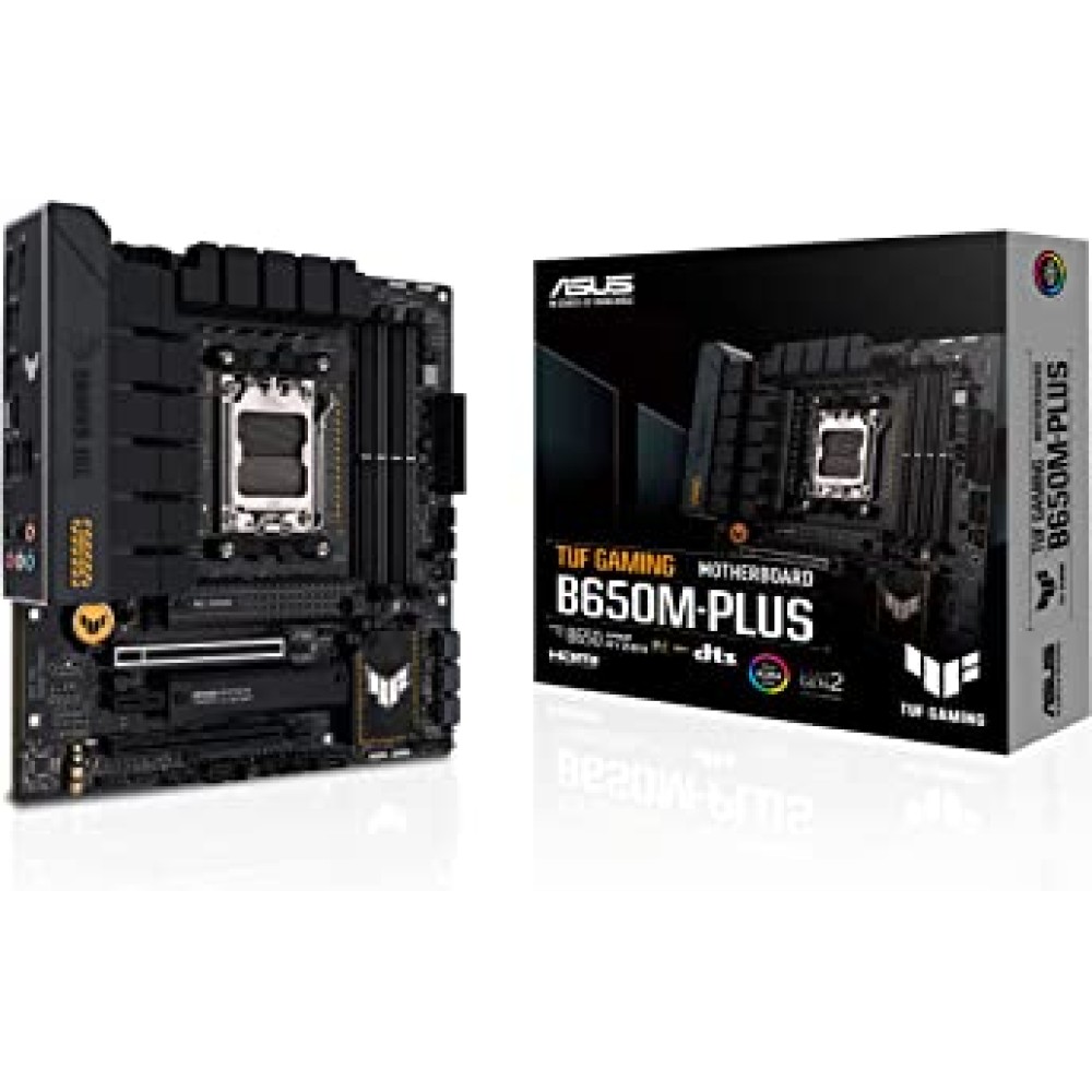 ASUS TUF Gaming B650M-PLUS AMD Ryzen™ AM5 Micro-ATX Motherboard, 14 Power Stages, PCIe® 5.0 M.2 Support, DDR5 Memory, 2.5 Gb Ethernet, USB4® Support and Aura Sync
