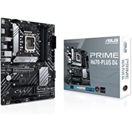 ASUS Prime H670-PLUS D4 Intel H670 (LGA 1700) ATX Motherboard with 8 Power Stages, PCIe 4.0 Slots, Three M.2 Slots, Realtek 2.5Gb Ethernet, Rear USB 3.2 Gen 2 Type-C, Aura Sync