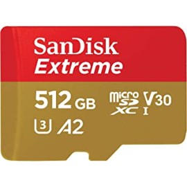 SanDisk Extreme microSD UHS I Card 512GB for 4K Video on Smartphones,Action Cams,Drones 190MB/s Read,130MB/s Write
