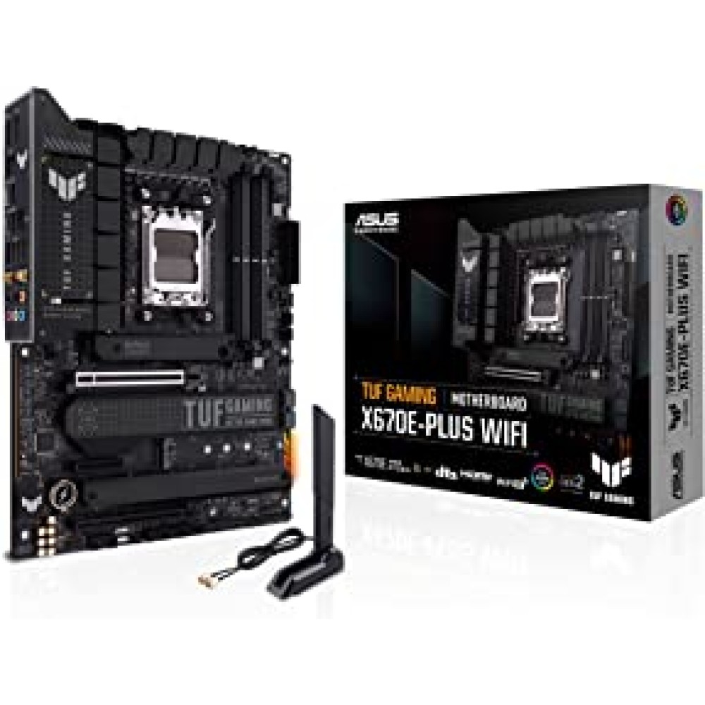 ASUS TUF Gaming X670E-PLUS WiFi AMD Ryzen™ AM5 ATX Motherboard, 16 Power Stages, PCIe® 5.0, DDR5 Memory, Four M.2 Slots, WiFi 6E and 2.5 Gb Ethernet, USB 4 Header and Aura Sync