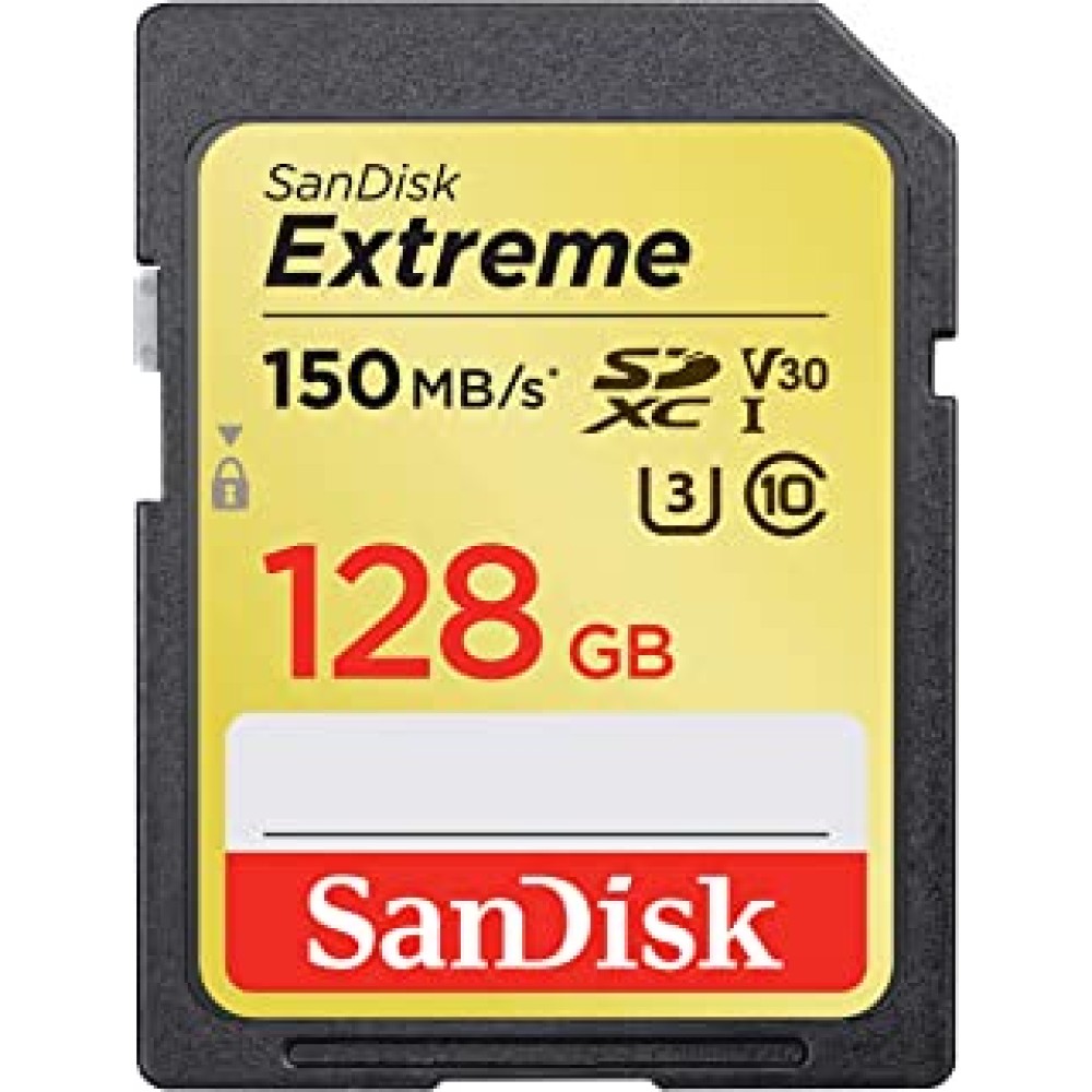 SanDisk Extreme SDXC, SDXVF 128GB, V30, U3, C10, UHS-I, 90MB/s R, 60MB/s W, for 4K Video