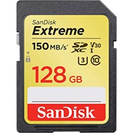 SanDisk Extreme SDXC, SDXVF 128GB, V30, U3, C10, UHS-I, 90MB/s R, 60MB/s W, for 4K Video