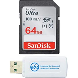 SanDisk 64GB Ultra SDXC Memory Card for Nikon Coolpix L340, B500, A10, L32, S7000, A300, P900, Camera UHS-I Class 10 Up to 80MB with Everything But Stromboli Memory Card Reader (SDSDUNC-064G-GN6IN)