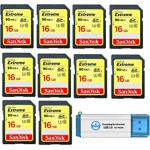 SanDisk Extreme 16 GB SD Card (10 Pack) Speed Class 10 UHS-1 U3 C10 4K HD16