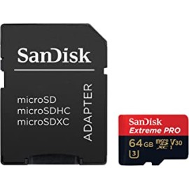 Sandisk 64GB Extreme Pro microSDXC UHS-I/U3 V30 Card with adapter for Smartphone,tablet & Action Cameras