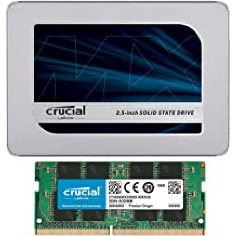 Crucial MX500 250GB SATA 6.35 cm (2.5-inch) 7mm Internal SSD (CT250MX500SSD1) & RAM 8GB DDR4 2666 MHz CL19 Laptop Memory CT8G4SFRA266
