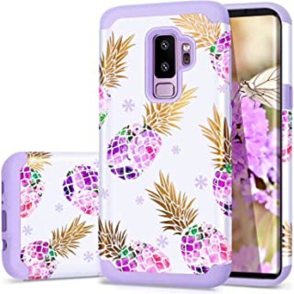 Samsung S9 Plus Case,S9 Plus Case Purple,Fingic Purple Pineapple Cover Cute Pineapple PC&Flexible Soft Rubber Silicone Case Phone Case for Samsung Galaxy S9 Plus 6.2"(2018),Purple Pineapple