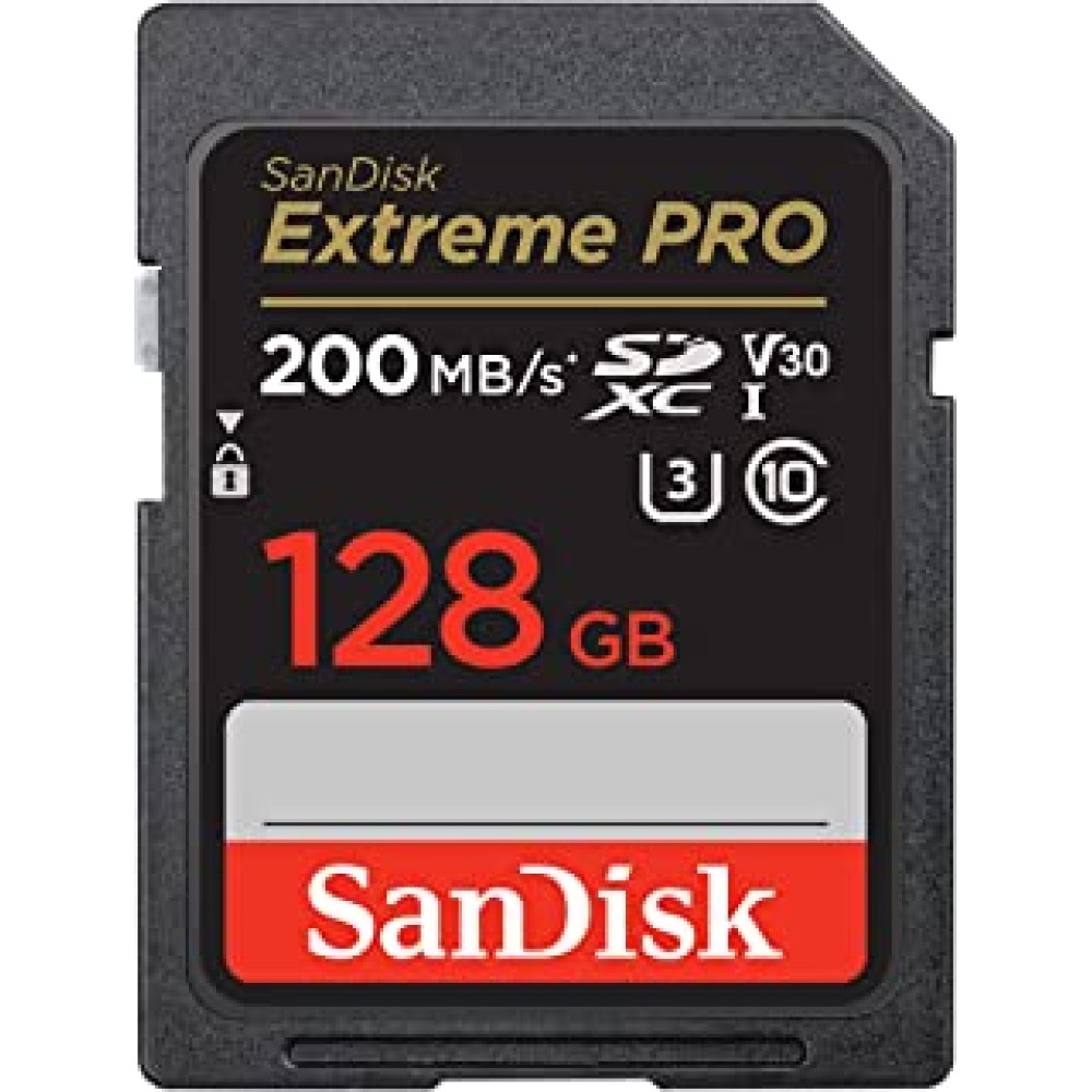 SanDisk Extreme Pro SD UHS I 128GB Card for 4K Video for DSLR and Mirrorless Cameras 200MB/s Read & 140MB/s Write