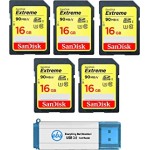 SanDisk Extreme 16 GB SD Card (5 Pack) Speed Class 10 UHS-1 U3 C10 4K HD 16