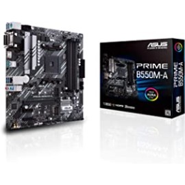ASUS Prime B550M-A (AMD AM4 Socket Ryzen 5000/4000G/3000) Micro ATX DDR4 Motherboard with Dual M.2 PCIe 4.0 1GB Ethernet HDMI/D-Sub/DVI SATA 6Gbps USB 3.2 Gen2 Type-A and Aura Sync RGB headers Support