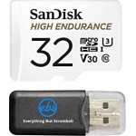 Sandisk 32Gb High Endurance Video Monitoring Card (Sdsdqq-032G-G46A) Bundle for Dashcam and Surveillance Video with Adapter with (1) Everything But Stromboli (Tm) Card Reader