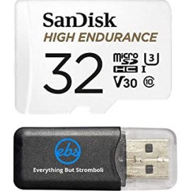 Sandisk 32Gb High Endurance Video Monitoring Card (Sdsdqq-032G-G46A) Bundle for Dashcam and Surveillance Video with Adapter with (1) Everything But Stromboli (Tm) Card Reader