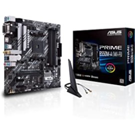 ASUS Prime B550M-A WiFi (AMD AM4 Ryzen 5000/4000G/3000) Micro ATX Motherboard with Dual M.2 PCIe 4.0 1Gb Ethernet SATA 6 Gbps USB 3.2 Gen2 and Aura Sync RGB Header Support - DDR4