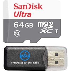 Sandisk Micro SDXC Ultra MicroSD TF Flash Memory Card 64GB 64G Class 10 for HTC One M9 Phone with Everything But Stromboli Memory Card Reader