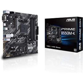 ASUS Prime B550M-K (AMD AM4 Socket for AMD Ryzen 5000/5000 G/ 4000 G/ 3000) DDR4 Micro ATX Motherboard with Dual M.2 PCIe 4.0 1Gb Ethernet HDMI/D-Sub/DVI SATA 6Gbps USB 3.2 Gen2 Type-A, Black