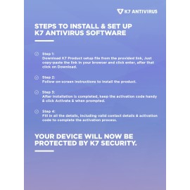 K7 Antivirus Premium 2022 |1 User, 3 Years | Antivirus, Smart Firewall and Intrusion Detection for Windows Laptop or PC | Email Delivery in 2 Hours (No-CD)