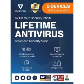 K7 Ultimate Security Infiniti Antivirus 2022| Lifetime Validity, 5 Devices|Threat Protection,Internet Security,Data Backup,Mobile Protection| Windows laptop,PC, Mac®,Phones,Tablets,iOS| 2 hrs Email Delivery