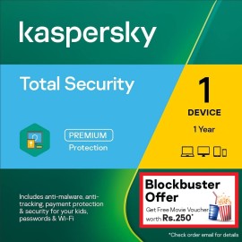 Kaspersky | Total  Security | 1 User | 1 Year | Email Delivery in 1 hour - No CD | Win Movie Voucher with Every Purchase (Offer Valid till 31st Dec 2022)