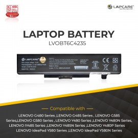 LAPCARE 11.1V 4000mAh 6 Cell BIS Certified Compatible Lithium-ion Laptop Battery for Lenovo IdeaPad Y480 Y480A and Y480M Models
