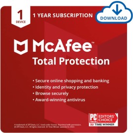McAfee Total Protection 2022 | 1 Device | 1 Year |Antivirus Internet Security Software | Password Manager & Dark Web Monitoring Included | PC/Mac/Android/iOS | Email Delivery