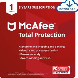 McAfee Total Protection 2022 | 1 Device, 3 Year | Antivirus Internet Security Software | Password Manager & Dark Web Monitoring Included | PC/Mac/Android/iOS | Email Delivery