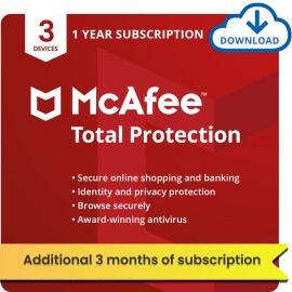 McAfee Total Protection 2022 | 3 Device | 15 Months | Antivirus Internet Security Software | Password Manager & Dark Web Monitoring Included | PC/Mac/Android/iOS | Email Delivery