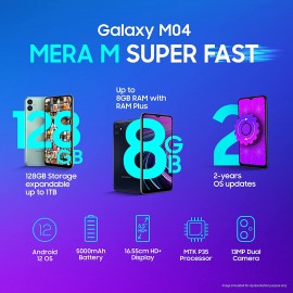 Samsung Galaxy M04 Light Green, 4GB RAM, 64GB Storage | Upto 8GB RAM with RAM Plus | MediaTek Helio P35 | 5000 mAh Battery