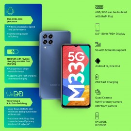 Samsung Galaxy M33 5G (Emerald Brown, 8GB, 128GB Storage) | 6000mAh Battery | 16GB RAM with RAM Plus | Travel Adapter to be Purchased Separately